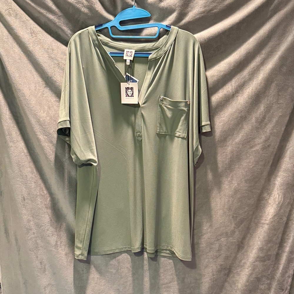 Anne Klein Sage Green Top